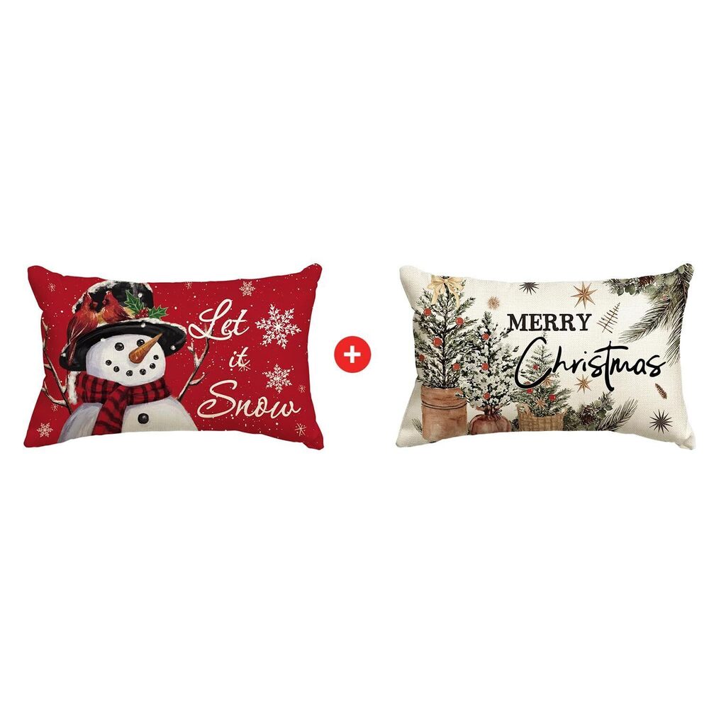 7607 Christmas Snowflake Eucalyptus Red Berries Let it Snow Snowman Throw